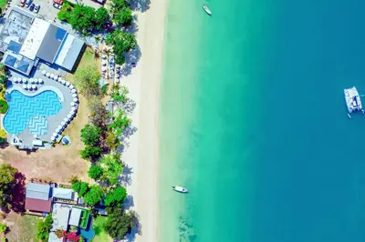 an overhead view of the beach and the ocean at Royal Yao Yai Island Beach Resort in Ko Yao Yai
