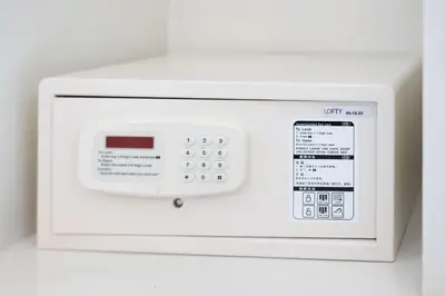 a white microwave oven with a control panel at Sea and Sky Condominium by Lofty in Karon Beach