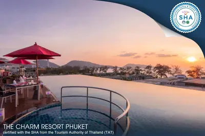 a view of the infinity pool at the chakra resort punggol at The Charm Resort Phuket in Patong Beach