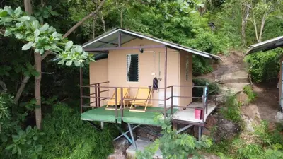 a small house in the middle of a forest at Phi Phi Seaside Bungalow in Phi Phi Don