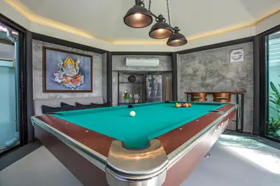 a billiard room with a pool table at Best Holidays - Oxygen pool, Billard, Gym! 2-Storey Tropical Villa Havana N in Kamala Beach