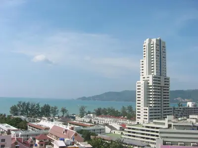 a view of a city with a tall building at Patong Tower apartment by Lofty in Patong Beach