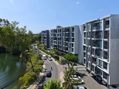 an overhead view of a city street with buildings at Laguna cassia residences in Bang Tao Beach