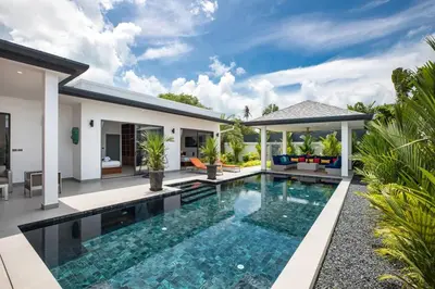 an image of a villa with a swimming pool at amazing new brand 3 bedrooms pool villa at rawai in Rawai Beach