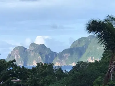 a view of the mountains and the ocean at Blue View House Phi Phi in Phi Phi Don