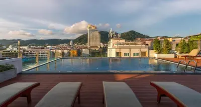 a large swimming pool on top of a building at Centro One Patong in Patong Beach