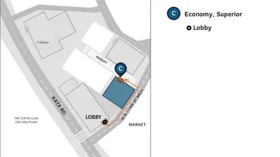 a map of the location of the campus at The Blue Pearl Kata Hotel in Kata Beach