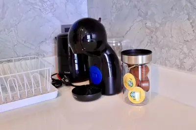a kitchen counter with a coffee maker and a mixer at A402-Silk Condo Aonang-Sea view-5 mins walk to beach in Ao Nang Beach