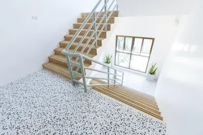 a rendering of a staircase in a house at South Siam Hotel in Phuket Town