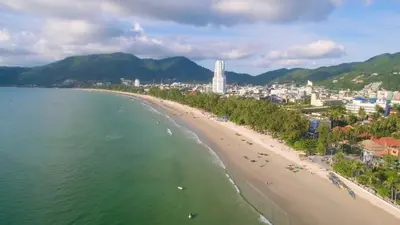 an aerial view of a beach and a city at PATONG TOWER EXCLUSIVE FAMILYs SEA VIEW 2025 in Patong Beach