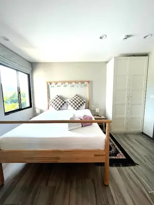 a bedroom with a large bed and a large window at А2 ВАТСАП669З582I976 примем РУБЛИ in Nai Yang Beach