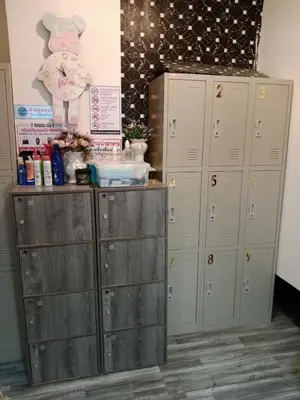 a row of lockers in a locker room at STPhostel in Patong Beach