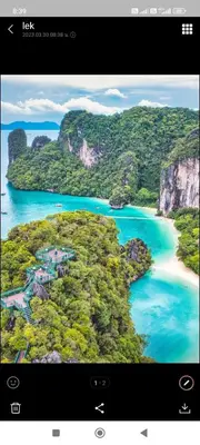 a picture of a island with a beach and water at Baan Thara Guesthouse in Ao Nang Beach