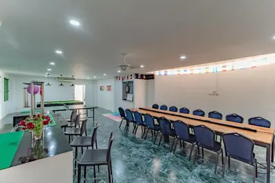 a conference room with chairs and a table at Villa Nap Dau private pool villa for big Family and Friends in Ban Klang