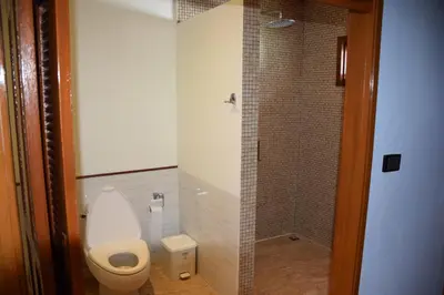 a bathroom with a toilet and a walk in shower at VILLA SIRINTHARA in Rawai Beach
