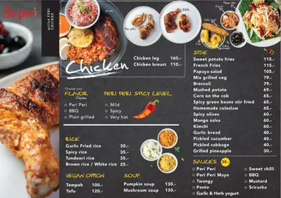 a menu for a restaurant with food on it at Baan Suan Villas Resort in Ban Suan